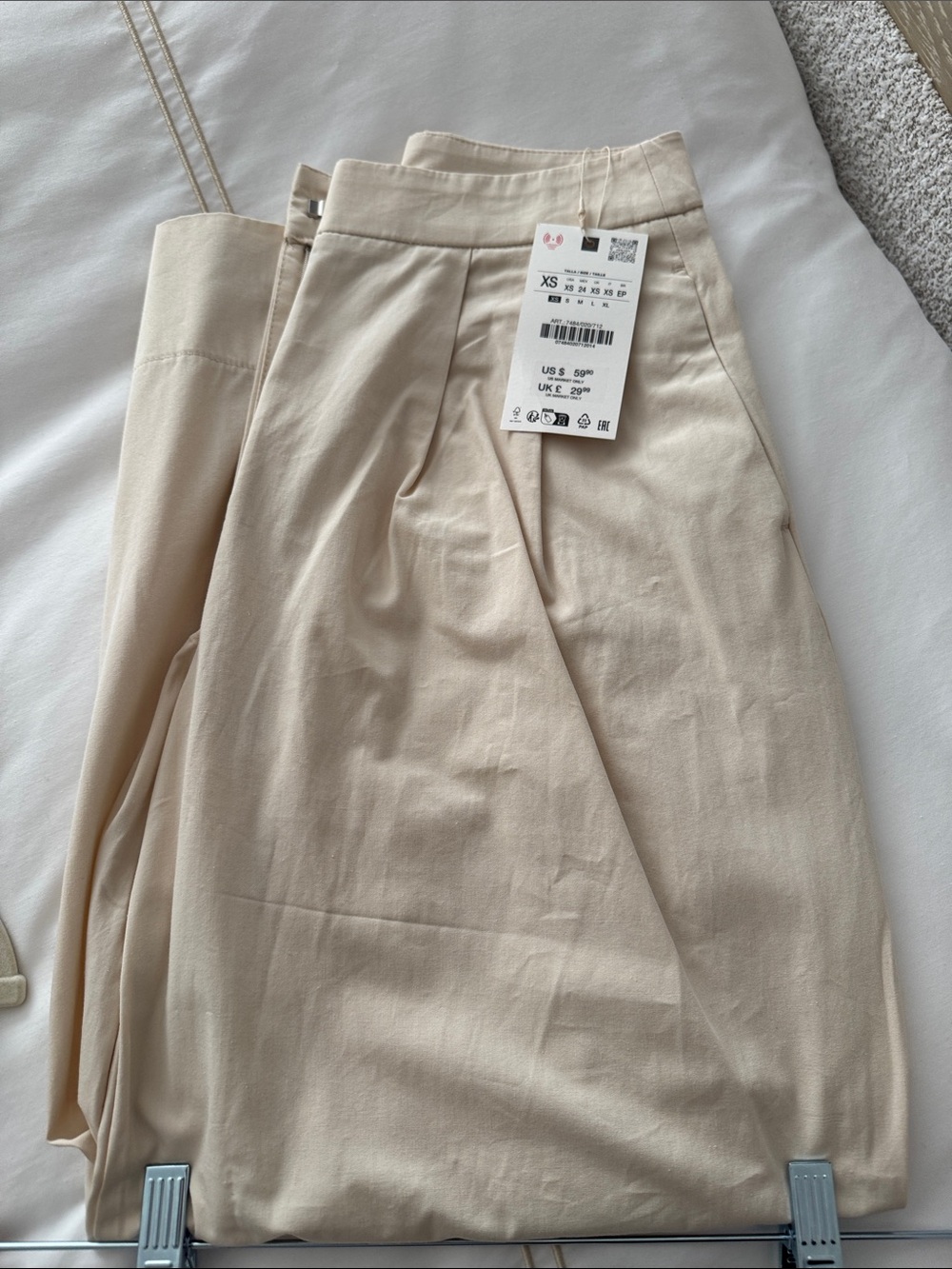 Zara Cream Wide-Leg Pants